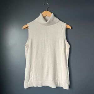 Tribal Cream Sleeveless Turtleneck Tank Top